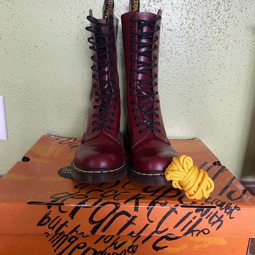 1914 Cherry Red Rouge Doc Martens, Size 9